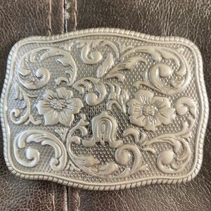Vintage Floral Embossed Belt Buckle